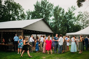 People socializing at the Leelanau Grown event
